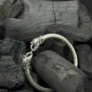 Elephant Style Kada – Majestic Silver Bangle (40 Grams)