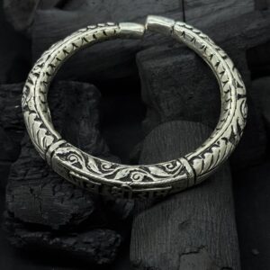 Heritage Blossom Kada – Intricately Crafted Silver Bangle  (55 Grams)