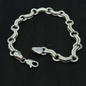 Textured Wave Link Silver Bracelet (25 Grams)