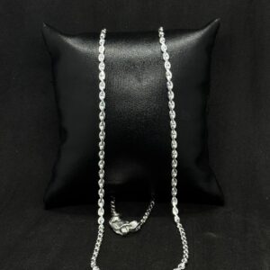 ChainLink Luxe – Black Leather Cushion with Elegant Silver Chain Accent (20 Gram)