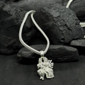 Tiny Durga Maa Pendant – Pure Silver Goddess Pendant for Strength & Protection (25 Gram)