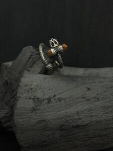 Tribal Silver Rudraksha Ring – Handcrafted Spiritual Jewelry