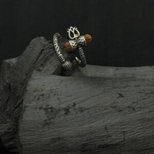 Tribal Silver Rudraksha Ring – Handcrafted Spiritual Jewelry