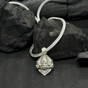 Silver Trimurti Pendant Necklace – Three-Faced Deity Spiritual Jewelry (25 Gram)