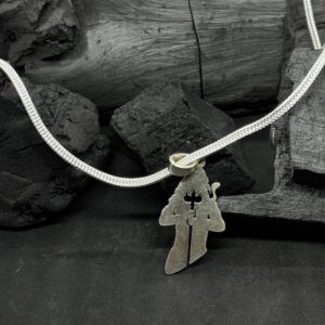 Minimalist Lord Shiva Silhouette Pendant Necklace with Trishul and Damru - Spiritual Silver Jewelry  (25 Gram)