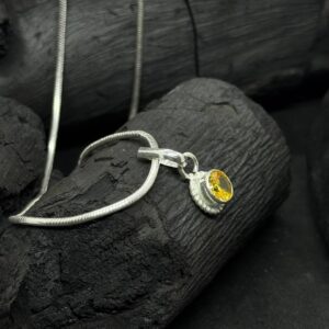 Golden Glow Pendant – Silver Necklace with Yellow Gemstone (20 Gram)